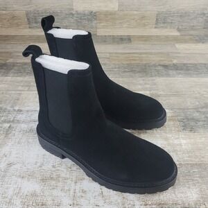 Saint Morta‎ Chunky Chelsea Boots Sz 8 Black Suede Elastic Panel Slip On Ankle